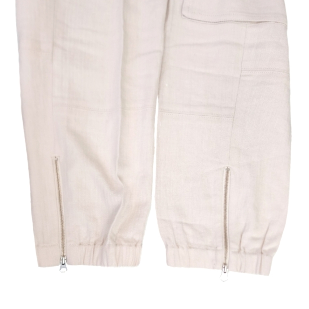 J. Crew Cargo Pants Linen Blend Ivory Zip Hem Split Size 00 - Picture 4 of 13